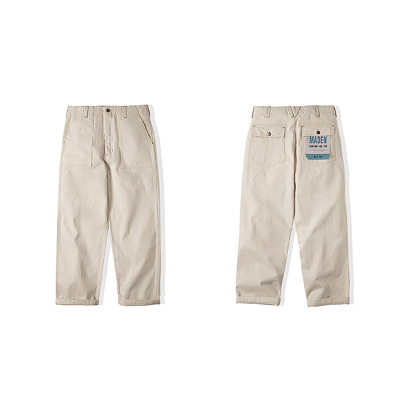 11.2ozナチュラル綿帆 ホワイトデニムパンツ ベージュ-32 Karaku