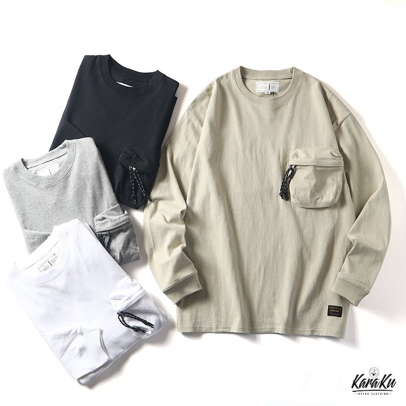 ヘビーウェイト　立体ポケットロングTシャツ